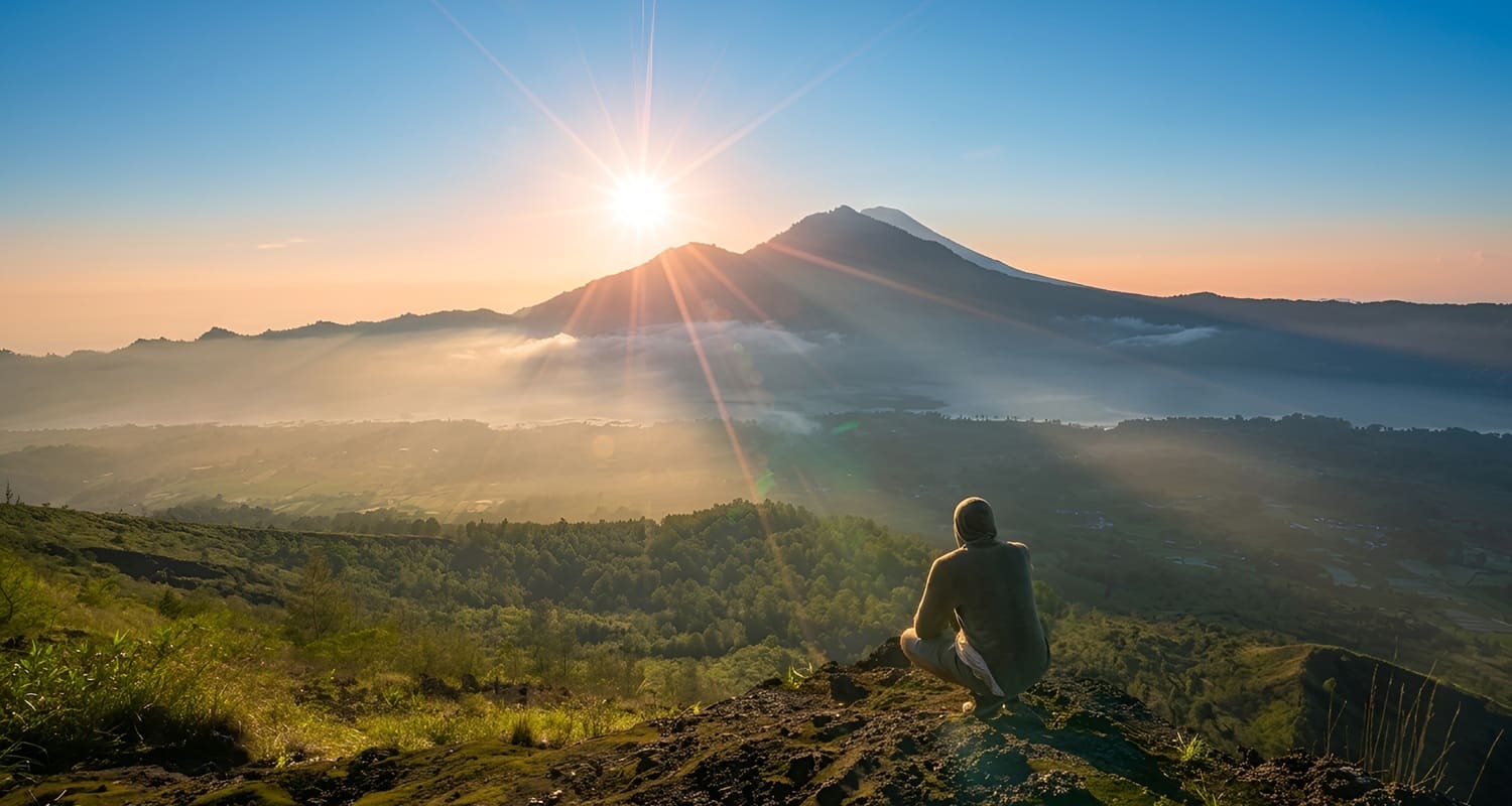 Amazing Sunrise at Mt. Batur Bali during Trekking and Swing Tour Packages